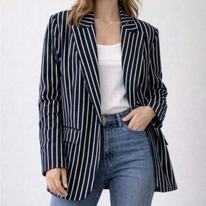 Forever 21 Navy and White Striped Blazer - M